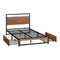 Metal Bed Frame King Single Bed Base Platform 2 Drawers Black