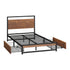 Metal Bed Frame King Single Bed Base Platform 2 Drawers Black