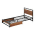 Metal Bed Frame King Single Bed Base Platform 2 Drawers Black