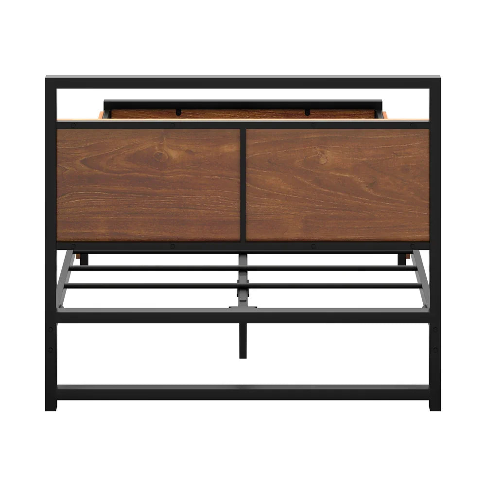 Metal Bed Frame King Single Bed Base Platform 2 Drawers Black