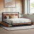 Oikiture Queen Metal Bed Frame 4 Storage Drawers Platform Bed Black Brown