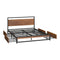 Oikiture Queen Metal Bed Frame 4 Storage Drawers Platform Bed Black Brown