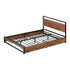 Oikiture Queen Metal Bed Frame 4 Storage Drawers Platform Bed Black Brown