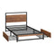 Metal Bed Frame Single Bed Base Platform with 2 Drawers Black