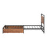 Metal Bed Frame Single Bed Base Platform with 2 Drawers Black