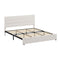 Oikiture King Bed Frame Upholstered Padded Headboard Faux Linen Metal Base Beige