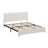 Oikiture King Bed Frame Upholstered Padded Headboard Faux Linen Metal Base Beige