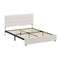 Oikiture Queen Bed Frame Upholstered Padded Headboard Faux Linen Metal Beige