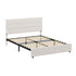 Oikiture Queen Bed Frame Upholstered Padded Headboard Faux Linen Metal Beige
