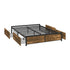 Oikiture Queen Metal Bed Frame 4 Storage Drawers Walnut Black Industrial Base