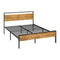 Oikiture Double Metal Bed Frame Platform Bed Base Natural