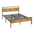 Oikiture Double Metal Bed Frame Platform Bed Base Natural