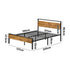 Oikiture Double Metal Bed Frame Platform Bed Base Natural