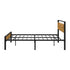 Oikiture Double Metal Bed Frame Platform Bed Base Natural