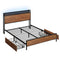 Metal Bed Frame Double LED Headboard 2 Storage Drawers USB