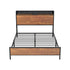 Metal Bed Frame Double LED Light USB Charge Storage Headboard