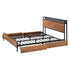 Oikiture Metal Bed Frame King Size LED Headboard 4 Storage Drawers USB