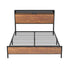 Oikiture Metal Bed Frame King Size LED USB Charge Storage Headboard
