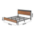 Metal Bed Frame King LED Light USB Charge Storage Headboard