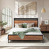 Metal Bed Frame King LED Light USB Charge Storage Headboard