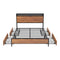 Metal Bed Frame Queen LED Headboard 4 Storage Drawers USB