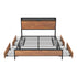 Metal Bed Frame Queen LED Headboard 4 Storage Drawers USB