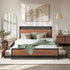 Metal Bed Frame Queen LED Headboard 4 Storage Drawers USB