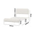 Metal Bed Frame King Single Size Bedhead Boucle Fabric Beige
