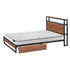 Industrial Metal Bed Frame w/ LED Shelf + Double Bonnell Mattress, Brown