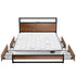 Oikiture Metal Bed Frame King LED 4 Storage Drawers USB with Mattress