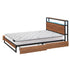 Oikiture Metal Bed Frame King LED 4 Storage Drawers USB with Mattress