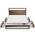 Metal Bed Frame King Size LED 4 Drawers USB with Mattress