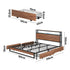 Oikiture Metal Bed Frame King LED Storage Headboard USB Charging & 4 Drawers