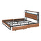 Oikiture Metal Bed Frame King LED Storage Headboard USB Charging & 4 Drawers