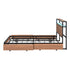 Oikiture Metal Bed Frame King LED Storage Headboard USB Charging & 4 Drawers