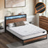 Oikiture Metal Bed Frame Queen Size LED Storage USB with Mattress