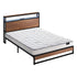 Oikiture Metal Bed Frame Queen Size LED Storage USB with Mattress