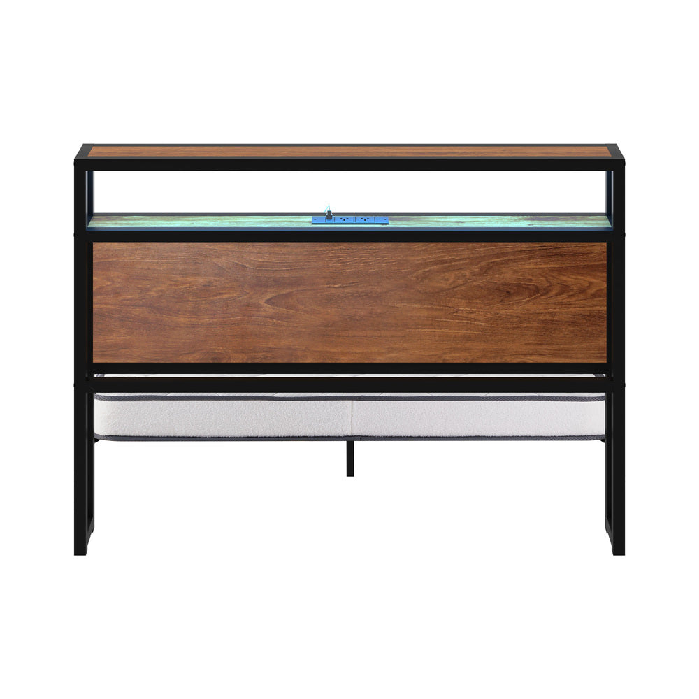 Metal Bed Frame King Size LED Storage USB with Mattress