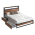 Metal Bed Frame Queen LED Headboard Storage Drawers USB