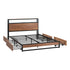 Oikiture Metal Bed Frame Queen LED Storage Headboard USB Charging & 4 Drawers