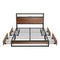 Oikiture Metal Bed Frame Queen LED Storage Headboard USB Charging & 4 Drawers
