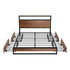 Oikiture Metal Bed Frame Queen LED Storage Headboard USB Charging & 4 Drawers