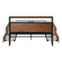 Oikiture Metal Bed Frame Queen LED Storage Headboard USB Charging & 4 Drawers