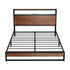 Oikiture Metal Bed Frame Queen Size LED Storage Headboard USB