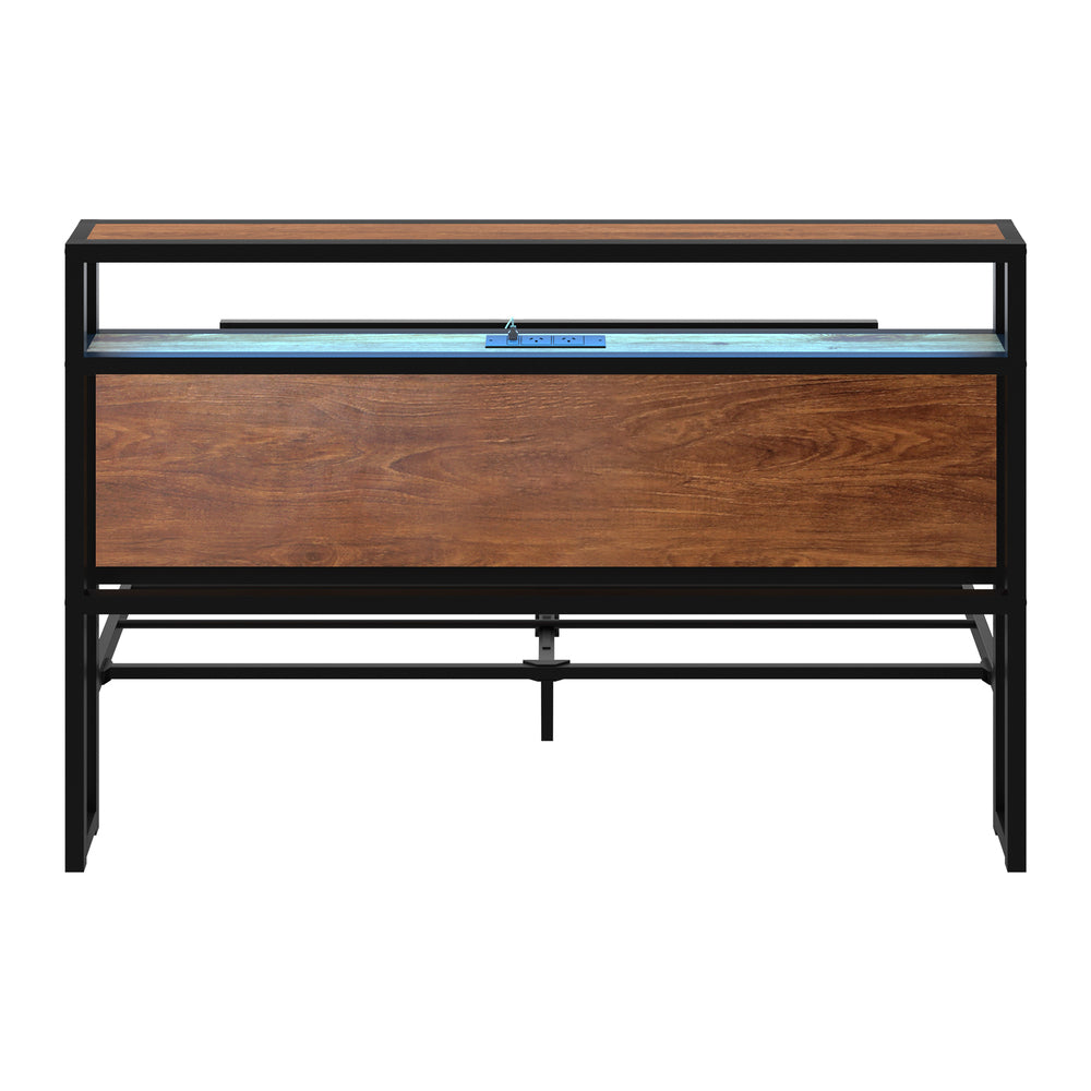 Oikiture Metal Bed Frame Queen Size LED Storage Headboard USB