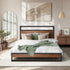 Oikiture Metal Bed Frame Queen Size LED Storage Headboard USB