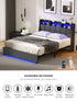 Double Bed Frame with LED Storage Headboard & USB Charging Ports