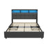 Double Size Bed Frame Headboard RGB LED Lights Drawer USB
