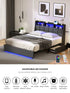 Double Size Bed Frame Headboard RGB LED Lights Drawer USB