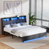 King Bed Frame with LED Storage Headboard, USB Ports & App Control